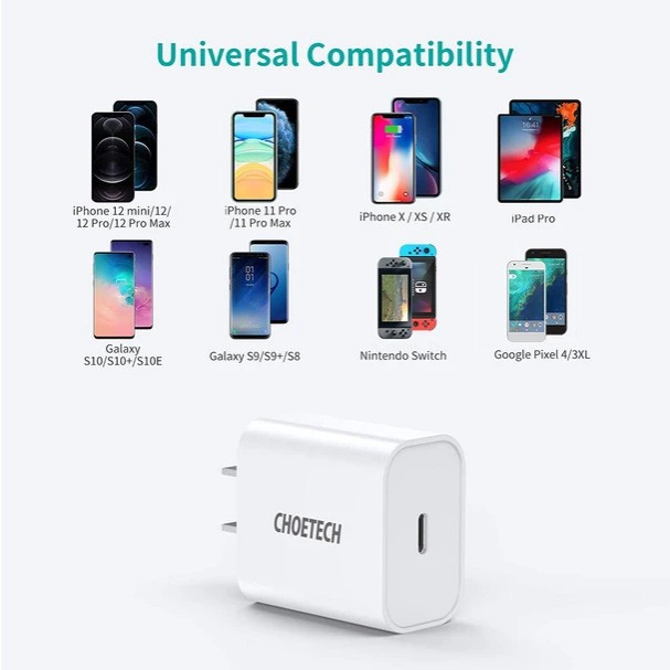 Wall charger Choetech Usb type c pd 3.0 20w 3A fast charging pd5005 - Travel charger