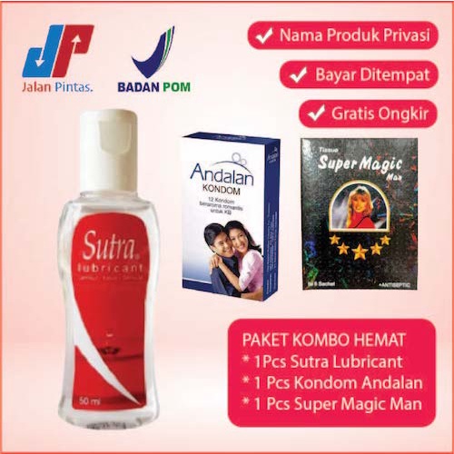 PAKET KOMBO HEMAT Sutra Lubricant + Kondom Andalan + Tisu Super Magic Man Harga ekonomis PRIVASI NAM