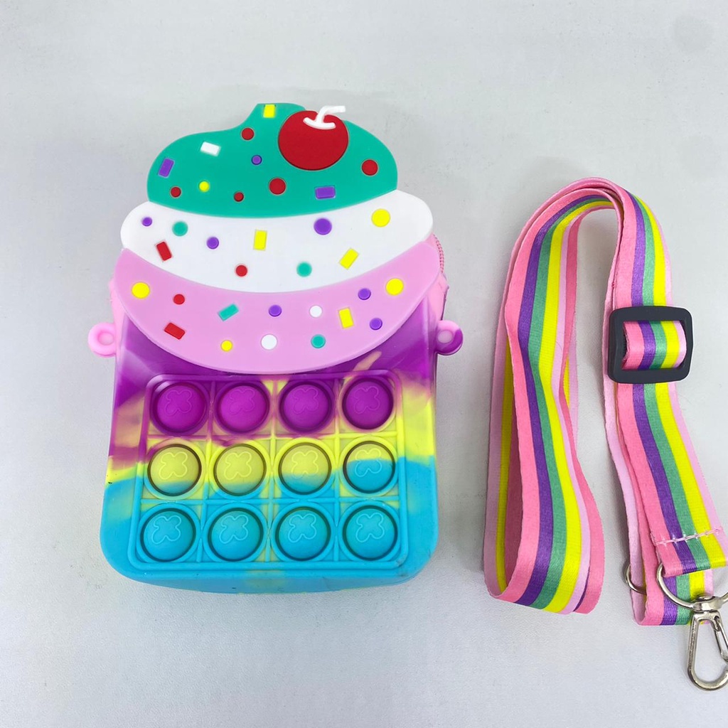 Pop It Kartun Wallet Cross Bag Mini Tas Anak Unicorn Dompet Rainbow