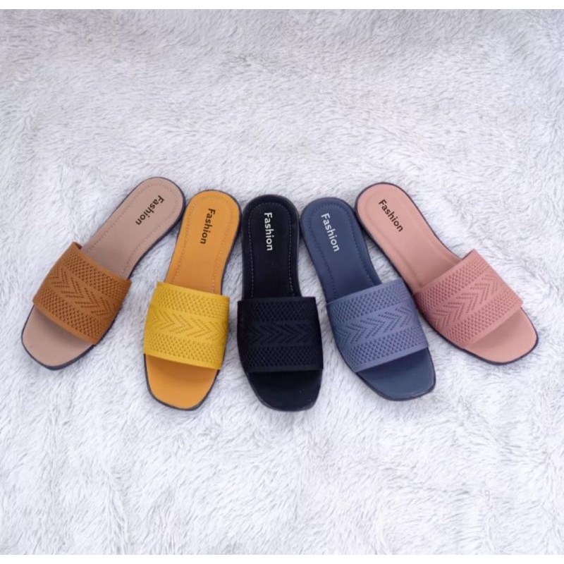 sandal teplek wanita/ sandal teplek kekinian/sandal teplek rajut