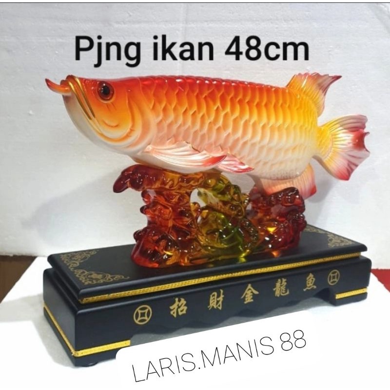 patung ikan arwana/ pajangan fengshui ikan arwana 48cm