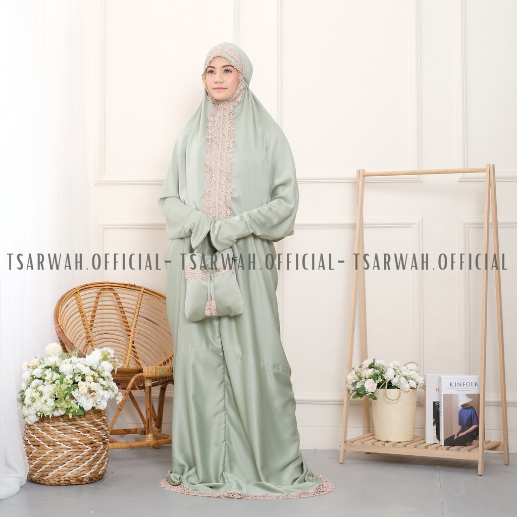 Mukena Terusan Dewasa Mewah Renda Raline