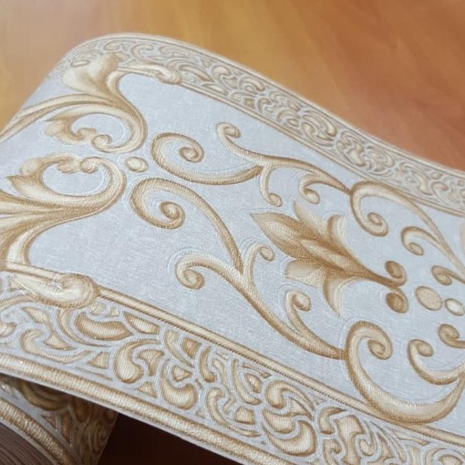 Wallpaper List Border Wallpaper klasik Abu-abu gold 15cm x 10m Terbaru