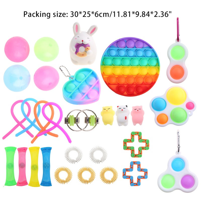 Mary 1Set Mainan BPA Free Papan Dorong Sensory Fidget Squeeze Toy Puzzle Gadget