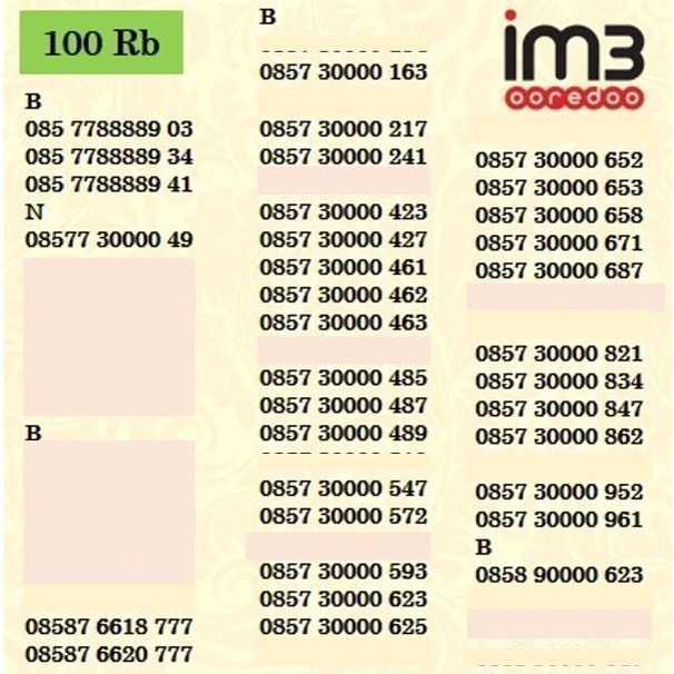 Kartu perdana nomor cantik im3 nomer Indosat 4G plus quartet 0000 ribuan