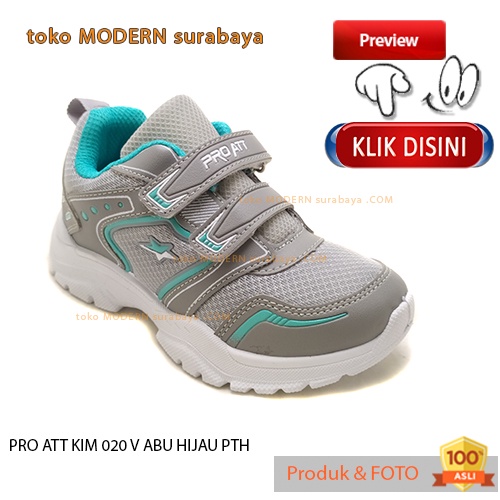 Sepatu anak sepatu sneakers kets velco PRO ATT KIM 020 V ABU HIJAU PTH