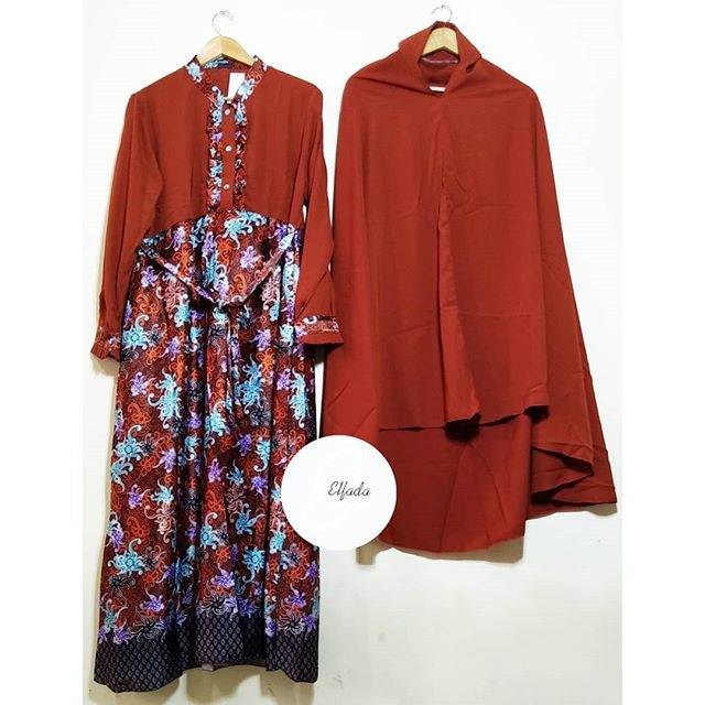 GAMIS BATIK PREMIUM LENGKAP DENGAN KHIMAR SYARI  - 001