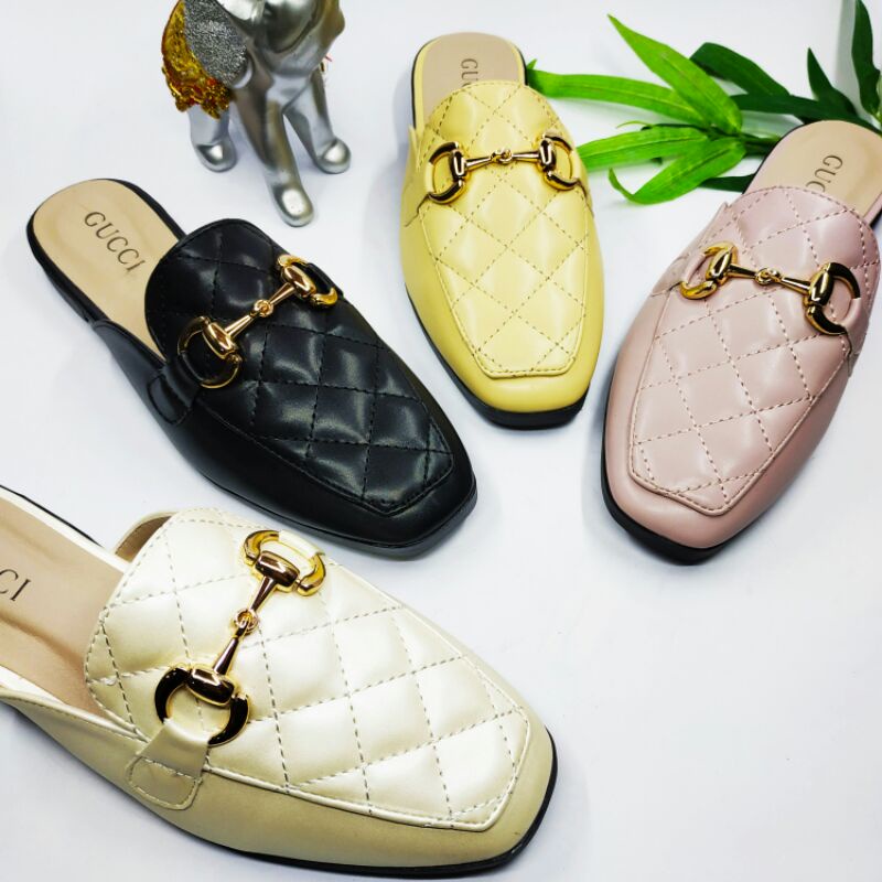 Sendal Slop Flat shoes wanita Import Premium GUCCI shoes Terbaru