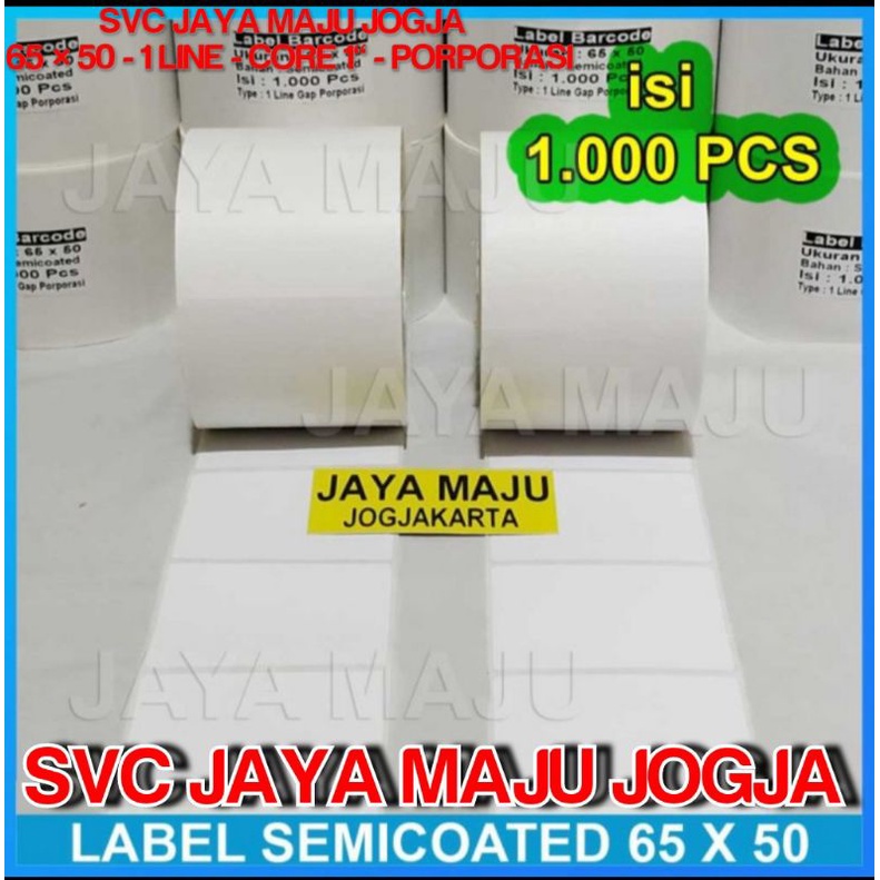 

65 X 50 SEMICOATED - 1 LINE - FACE IN - ISI 1.000 PCS || CORE 1" || LABEL BARCODE PAKAI RIBBON THERMAL TRANSFER STIKER STICKER LABEL ETIKET ETICKET E-TICKET E-TIKET || 65X50 65 x 50 LABEL SEMICOAT GAP PORPORASI - ISI 1000 PCS