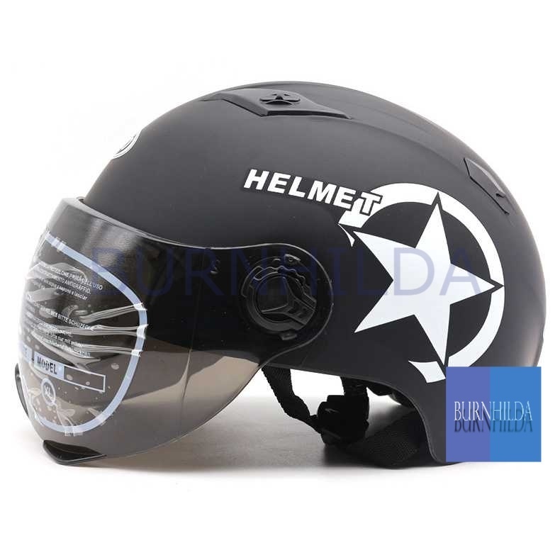 Helm Sepeda Skuter Elektrik Half Face Visor mobil motor burnhilda