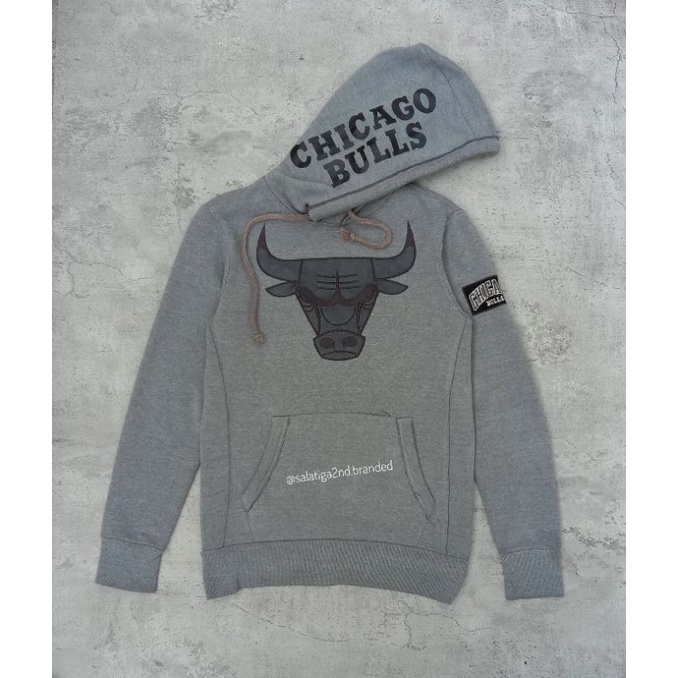 Hoodie NBA Chicago Bulls Big Logo Leather & Patch Bordir ( Second ORI )