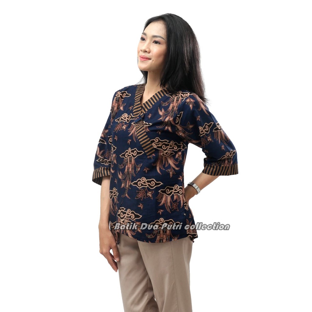 Couple Batik Blouse Wanita Kemeja Pria S-M-L-XL-XXL-3L-4L-5L  Batik Dua Putri Collection