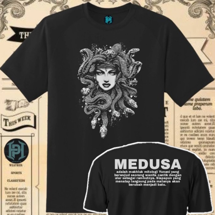 T-SHIRT MEDUSA MITOLOGI DEWA YUNANI KUNO KAOS TERBARU hizproject