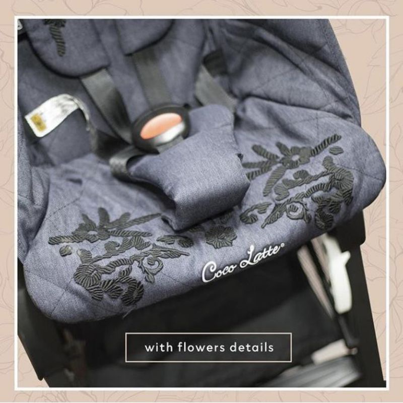 Stroller Cabin Size Pockit 839 Denim Bloom Collection Kereta Dorong Bayi