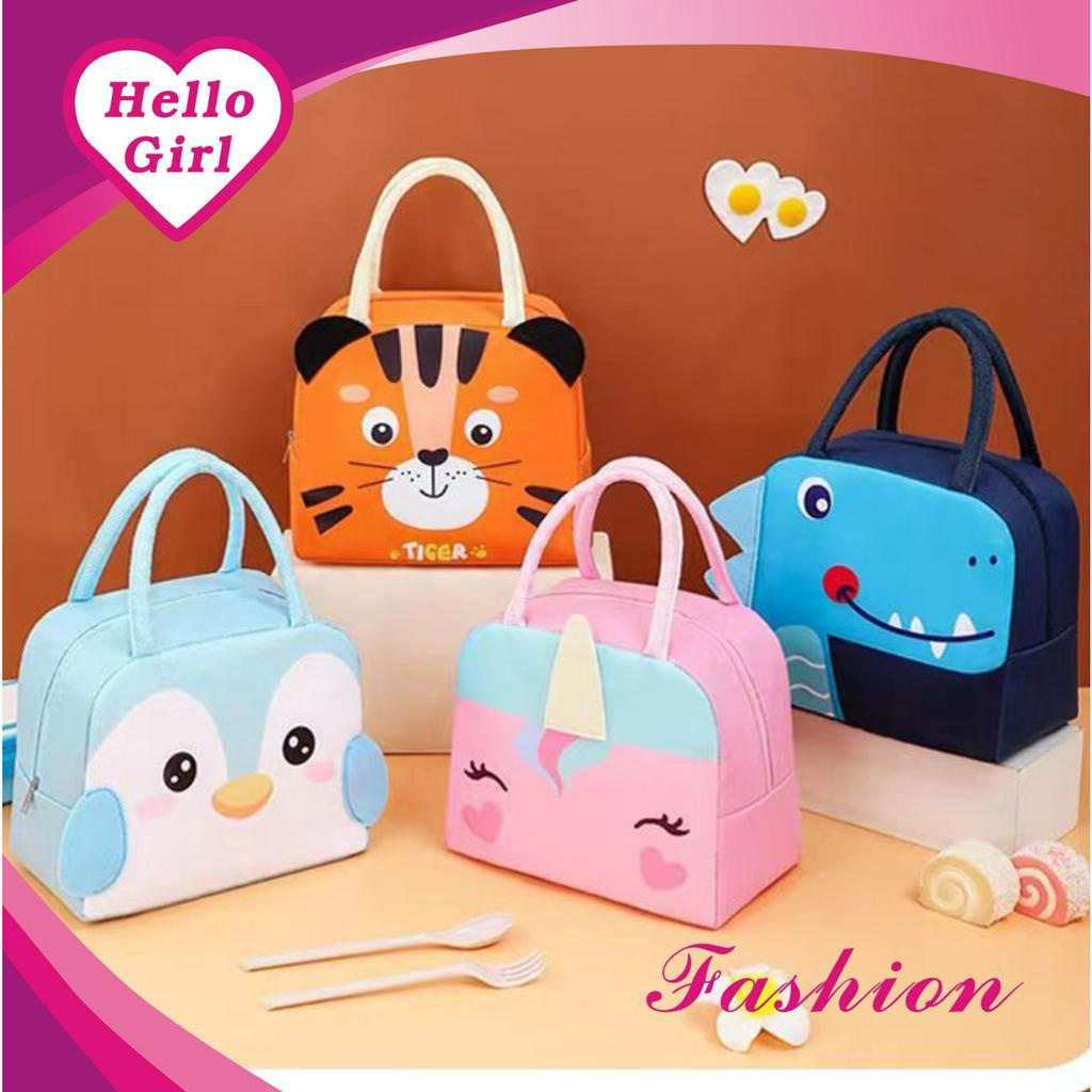 (Hello Girl) D48 Lunch Bag /Tas Penyimpanan Kotak Makan Tahan Panas Import