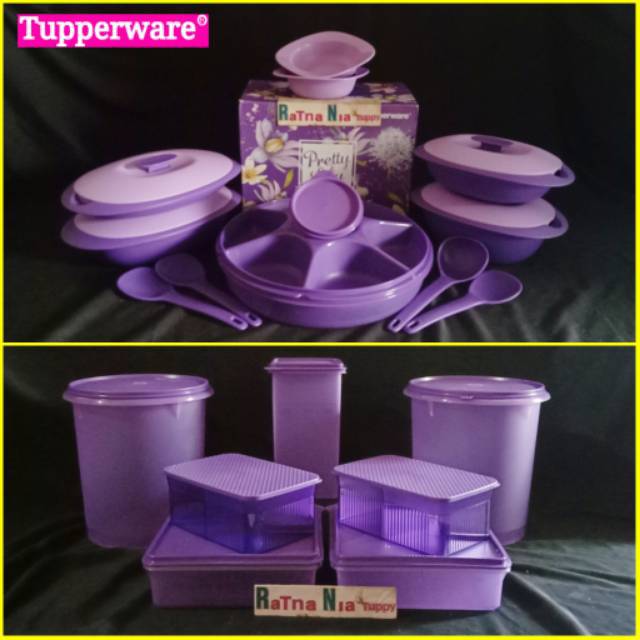 (Set) Pretty Lily free Serving Center Blossom Collection & Paket Lebaran Toples Meja Makan Ungu