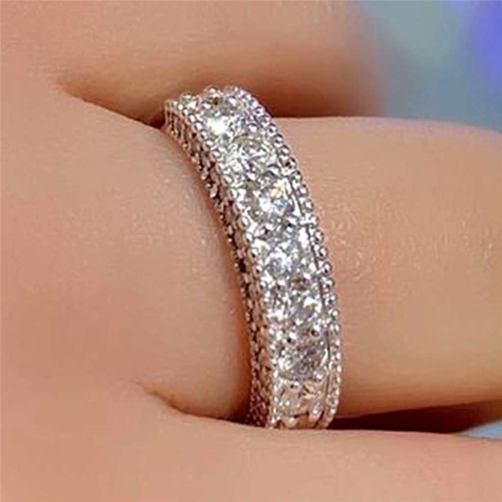 Hu Hu Hu Hu Hu Alat Bantu Pasang Kacamata♡ Cincin Kristal Cubic Zirconia Bulat Berkilau Untuk Hadiah Valentine Priawanita