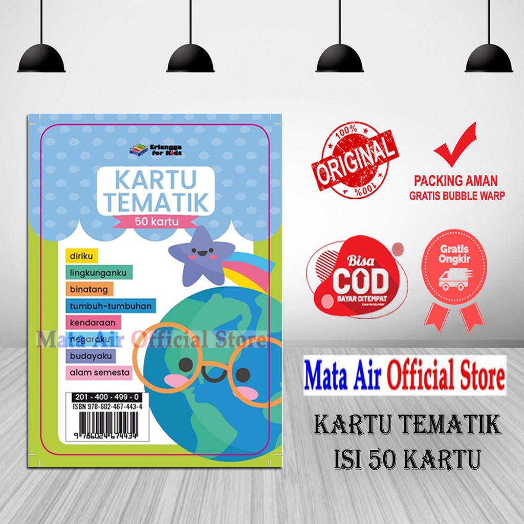 ORIGINAL KARTU TEMATIK ISI 50 KARTU - ERLANGGA FOR KIDS