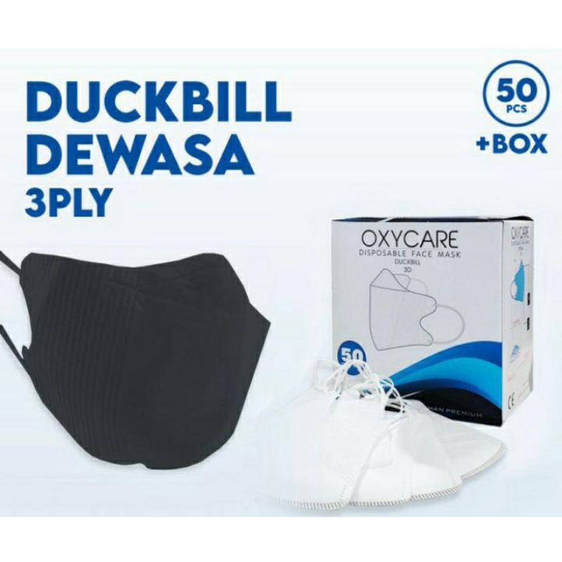 DUCKBILL Masker OXYCARE disposable non-woven mask 3Ply (isi 50 pcs/dus)
