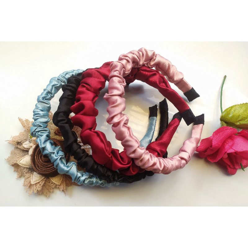 bando scrunchie satin ala Korea anti patah harga murah / bando Nagita