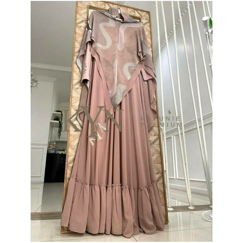 Kayunie Premium Set Gamis dan Khimar Syari Premium