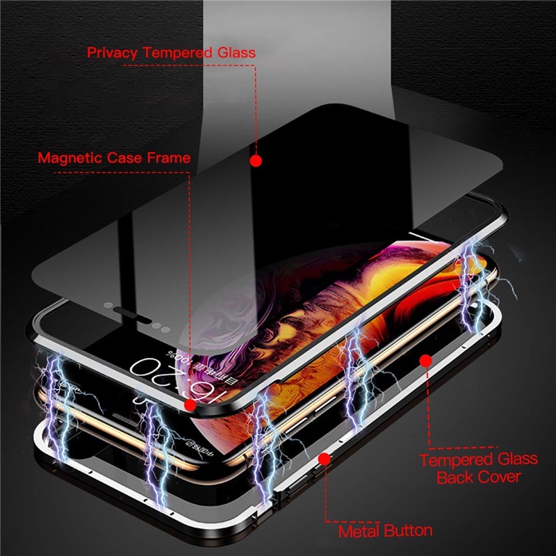 Case Tempered Glass Magnetik Pelindung 360 Derajat Untuk IPhone 12 11 Pro XS MAX XR 7 8 Plus SE