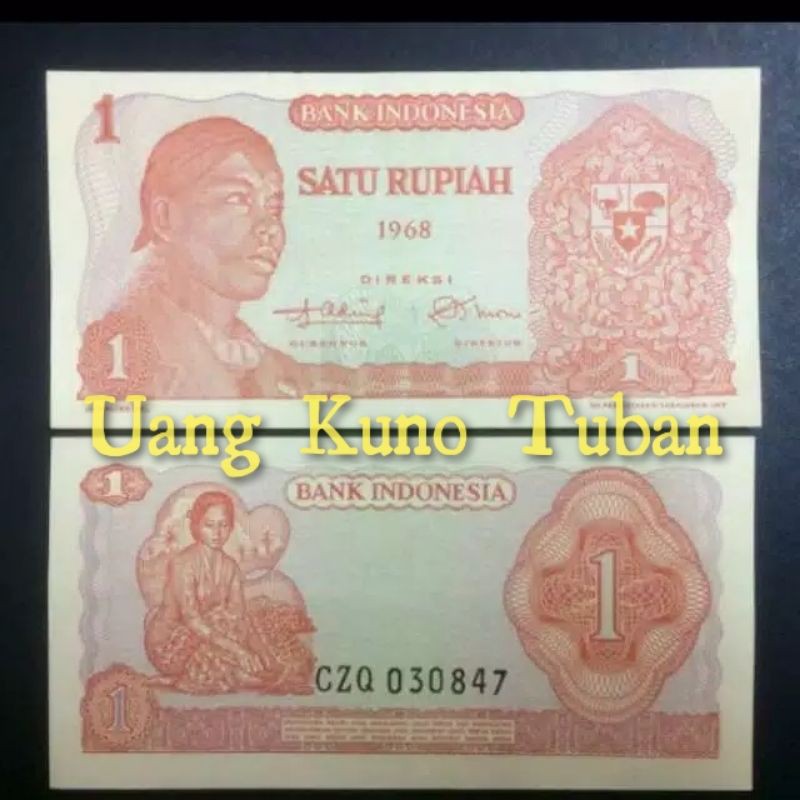 1 Lembar 1 Rupiah Sudirman Tahun 1968 / Uang Kuno Indonesia / Koleksi / Bahan Mahar