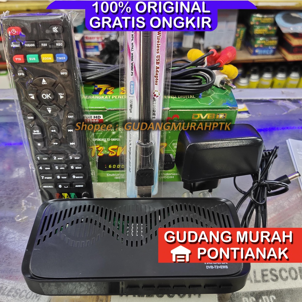 STB Receiver Tv Set Top Box TANAKA DVB T2 Snipper Siaran Digital Suport Wifi Dongle untuk Intenet ke YOUTUBE Versi Terbaru / USB 2 Slot / SLOT HDMI / SLOT RCA