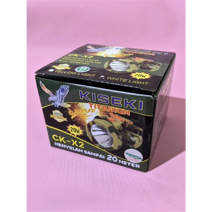 Senter kepala Selam Kiseki CK-X2 Bonus Kacamata - Headlamp Selam Kiseki CK X2 FREE Kacamata Renang / Senter Kepala Nyelam Kiseki CK X 2 20watt WaterProof Tahan Air Kedalaman 20Meter | FMS