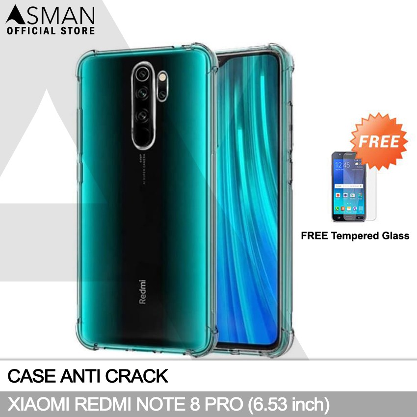 Anti Crack Xiaomi Redmi Note 8 Pro (6.53&quot;) | Soft Case Anti Bentur + FREE Tempered Glass