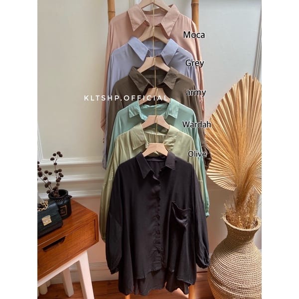 BEFAST - ZEC OOTD Kemeja Wanita CARIE / Hanna Shirt Kemeja RAYON Oversize Jumbo / Kemeja Oversize Wanita keluaran Terbaru / Pakaian Kerja / Hem Polos Formal / Fashion Ala Korean Style Wanita / Kemeja Casual / Trendy / Kemeja Jumbo