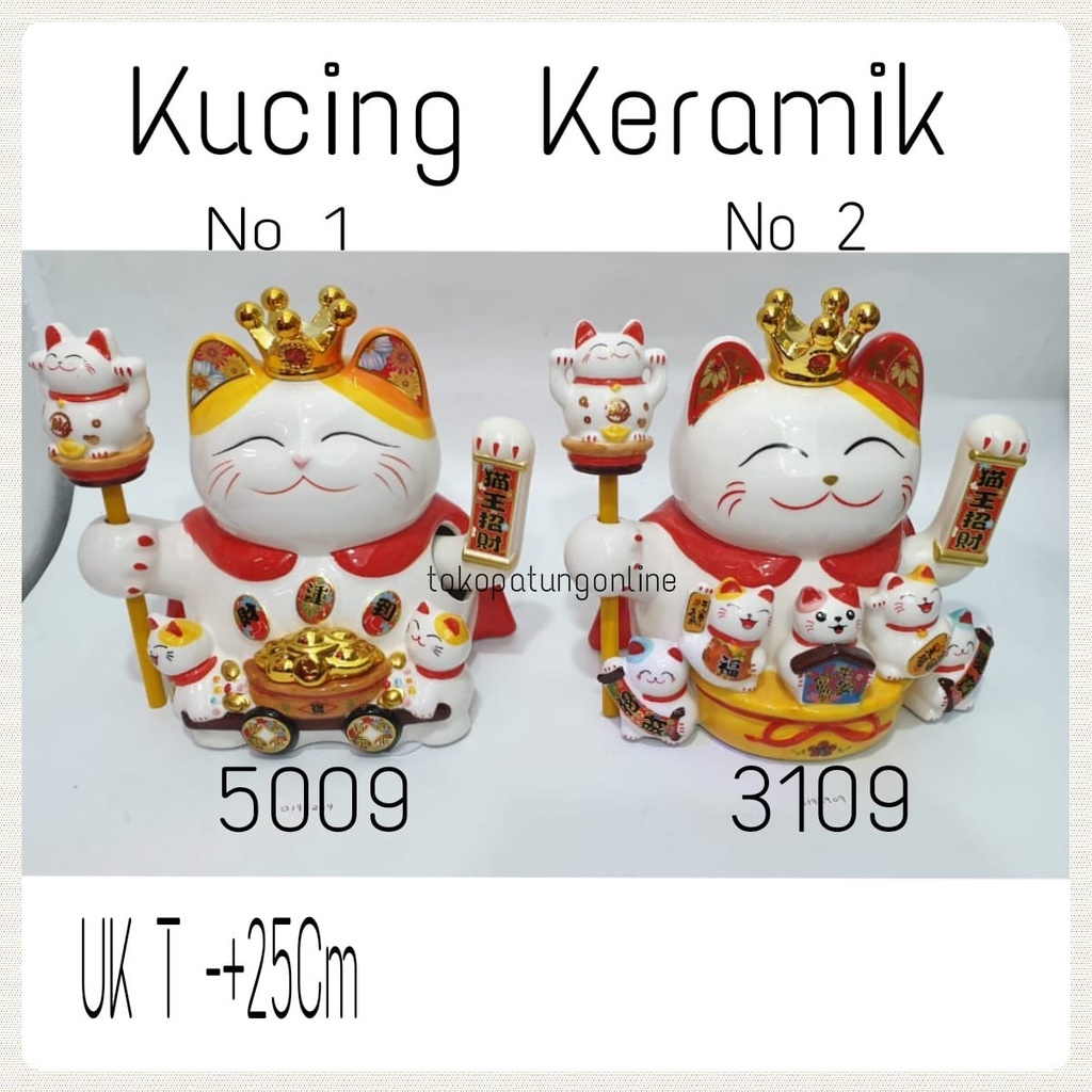 Kucing Maneko Neki Keramik Jumbo 021A Mahkota