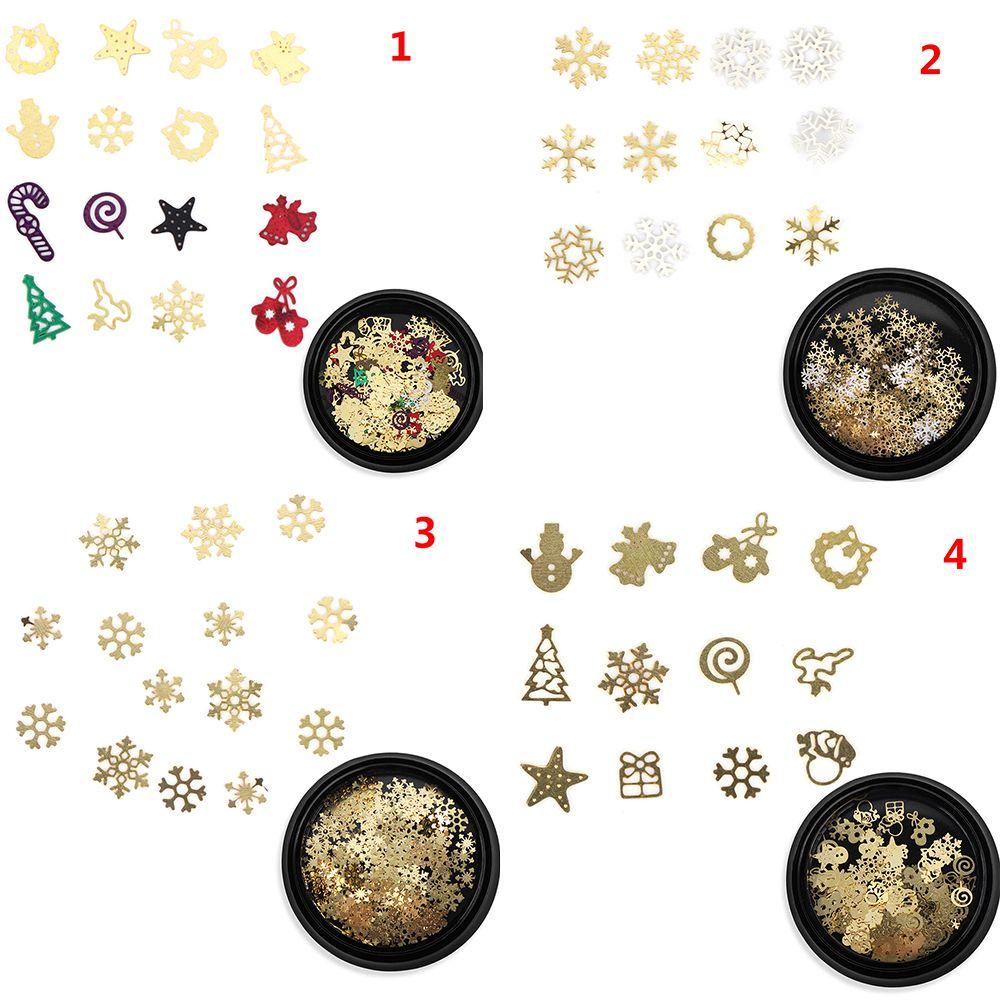 Chooky Stiker Kuku Motif Snowflake / Lonceng / Rusa Natal Bahan Metal Untuk Nail Art / Manicure