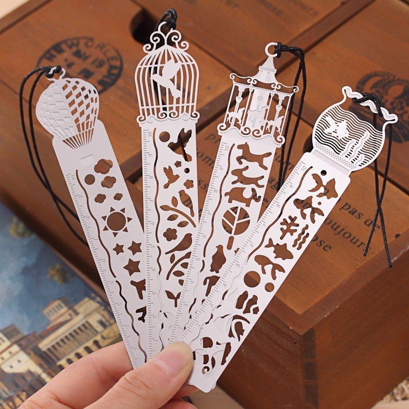 

Penggaris Silver Metal Creative Ruler Bookmark Hollow