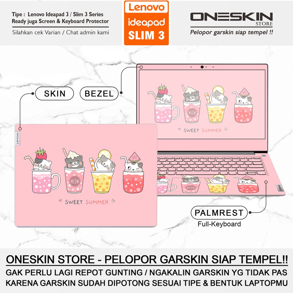 Garskin Stiker Laptop Lenovo IdeaPad Slim 3 3i 14 14ADA05 14ARE05 14IGL05 14IIL05 14IML05 14ITL05 Gambar Transparan Full Body