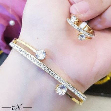 Titanium Set Gelang dan Cincin wanita 606