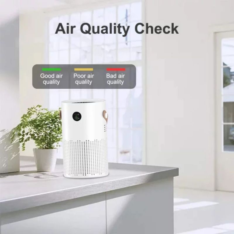 Portable Air Purifier Rechargeable Car Mobil Ruangan pembersih udara dengan filter hepa dan air quality check dengan baterai