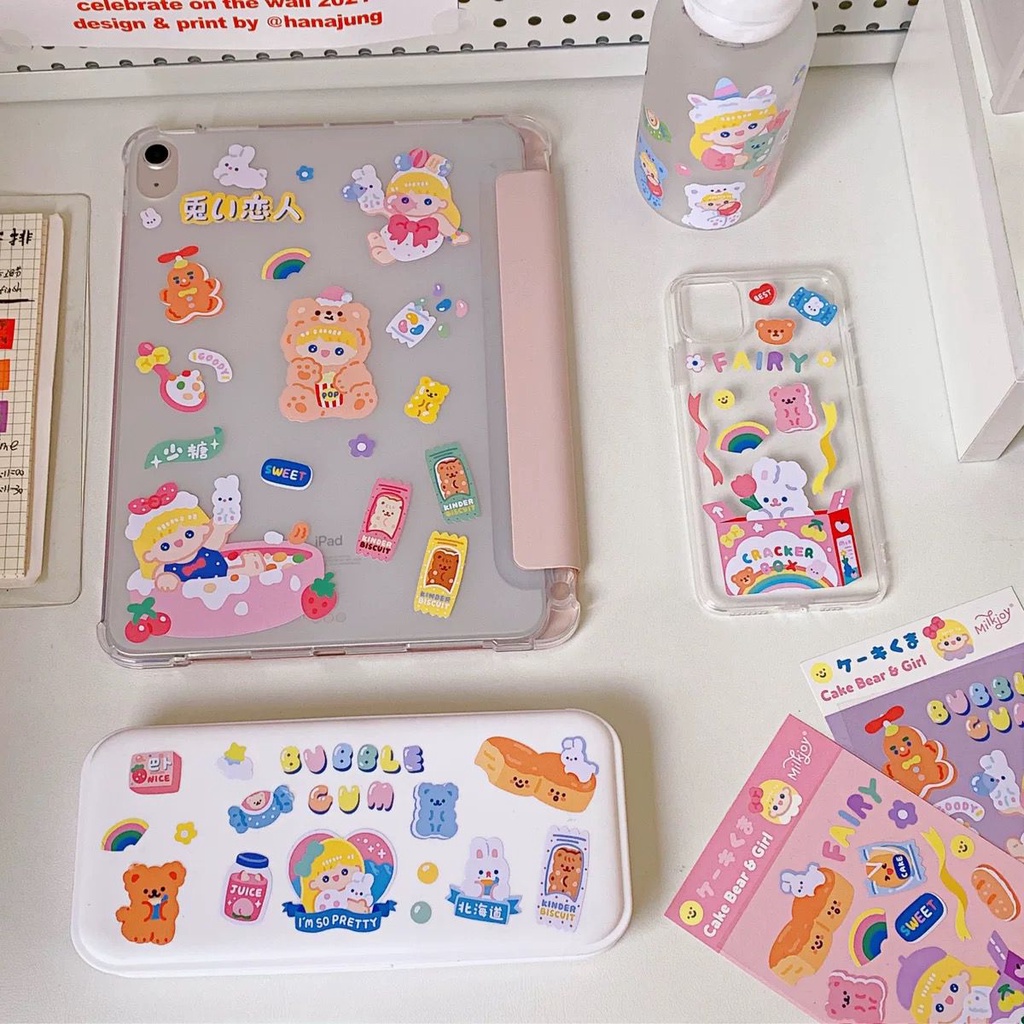 [littlecrab] Stiker 2d Tumblr Candy Princess Aesthetic Sticker PVC Korean Cute Girl Love Bear Stiker Lucu Dekorasi Gelas Diary DIY Ins Stationary Kit