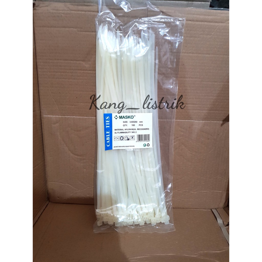 Cable Ties / Kabel Ties Hitam / Putih MASKO 3.6 x 250mm