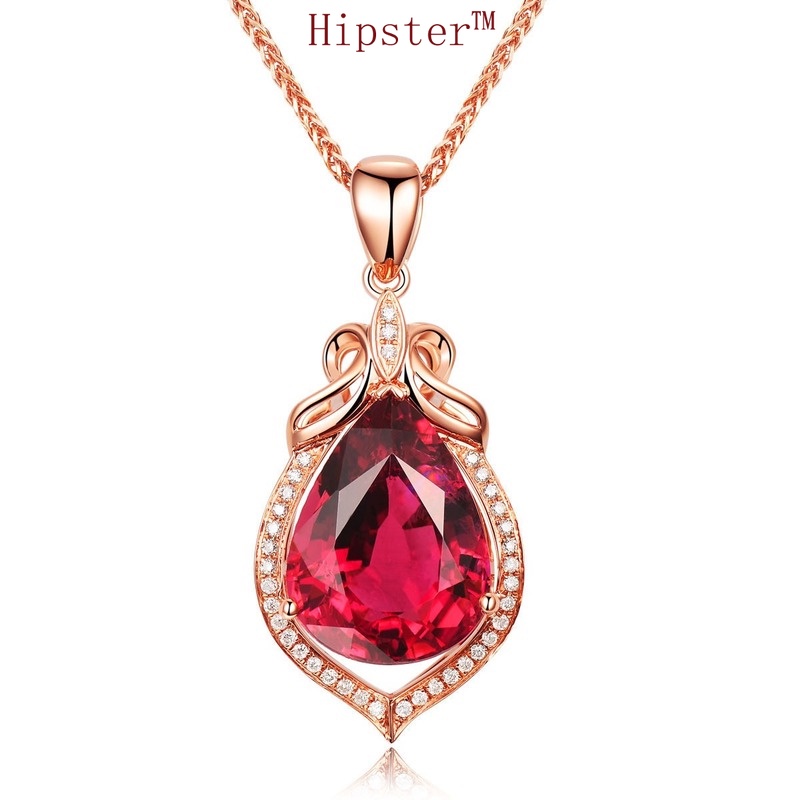 Set Hollow Four-Leaf Clover Bracelet Rose Gold Ring Full Diamond Ruby Pendant Set