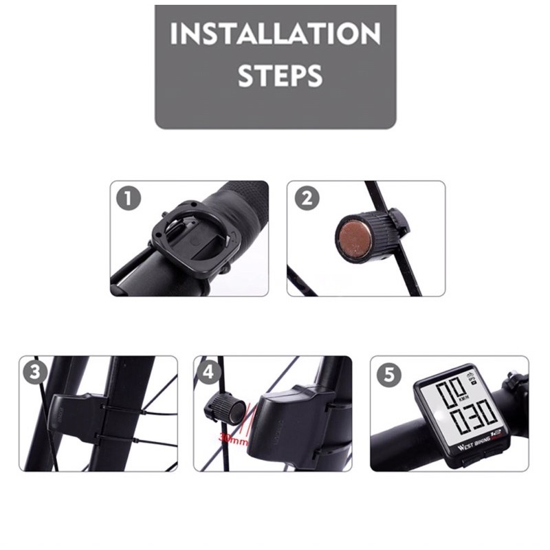 Speedometer Wireless Sepeda West Biking Warna Warni Tampilan Lebih Besar