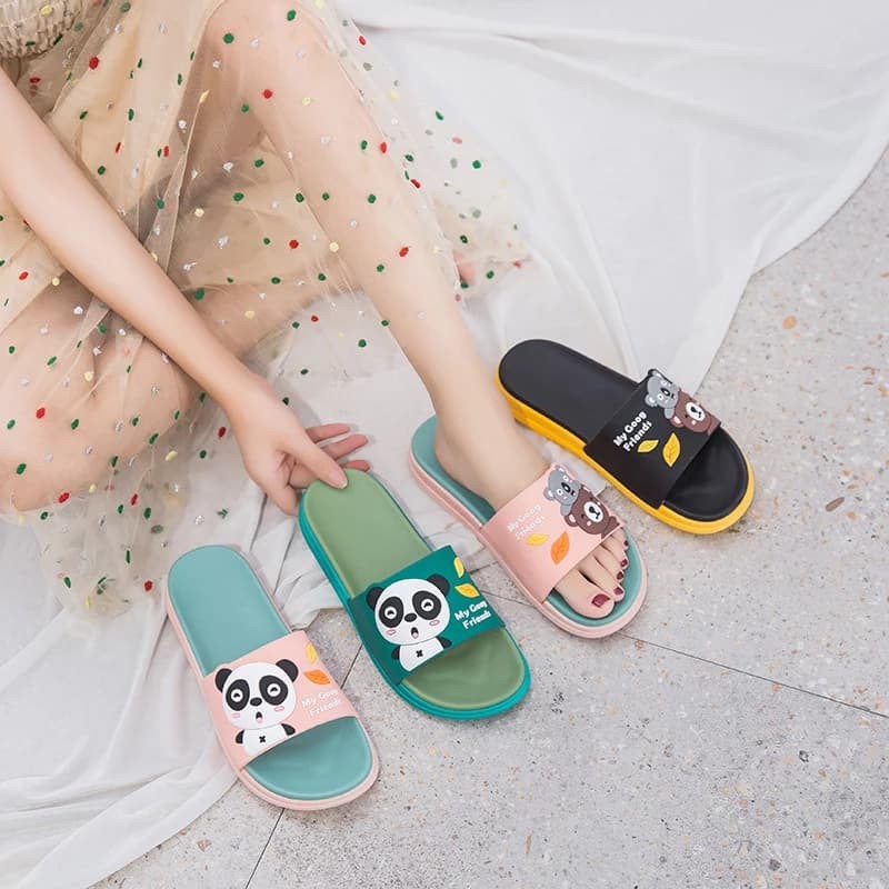 (SIAP KIRIM) TERMURAH 2021 Sandal JELLY Selop Wanita Panda Bear Karet Import COD Ilham Jaya