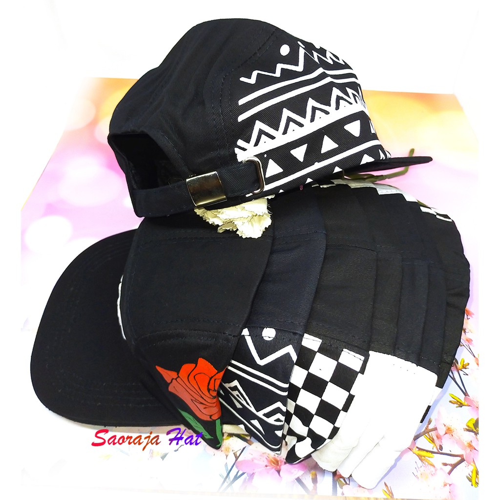 TOPI 5 PANEL BORDIR | BAHAN RAFFEL | CAKOP