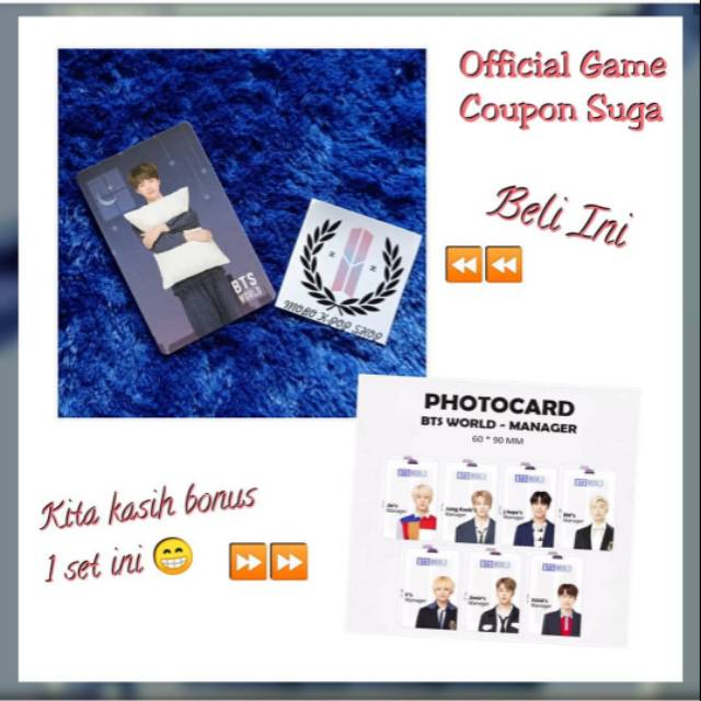 PHOTOCARD SUGA (GAME COUPON BTS WORLD)