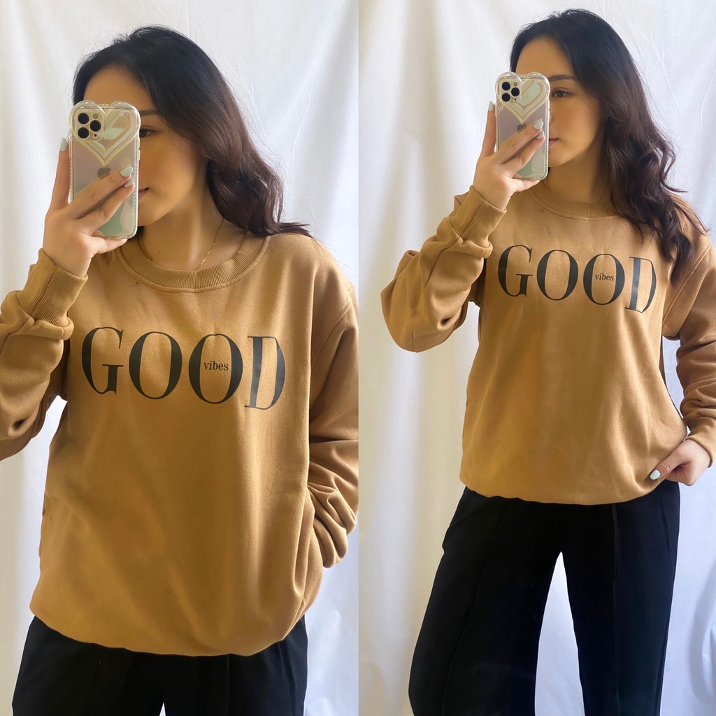 INFINITEE Sweater Oversized Crewneck Pria Dan Wanita