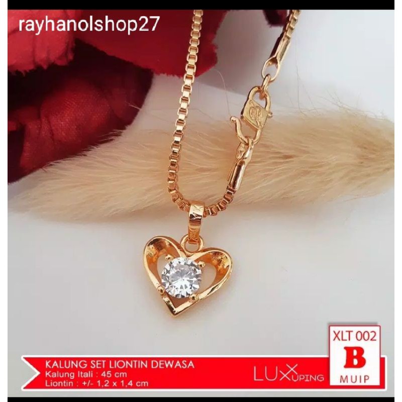 Set Kalung rantai italy liontin permata pilihan P 45cm-60cm Lapis Emas gold