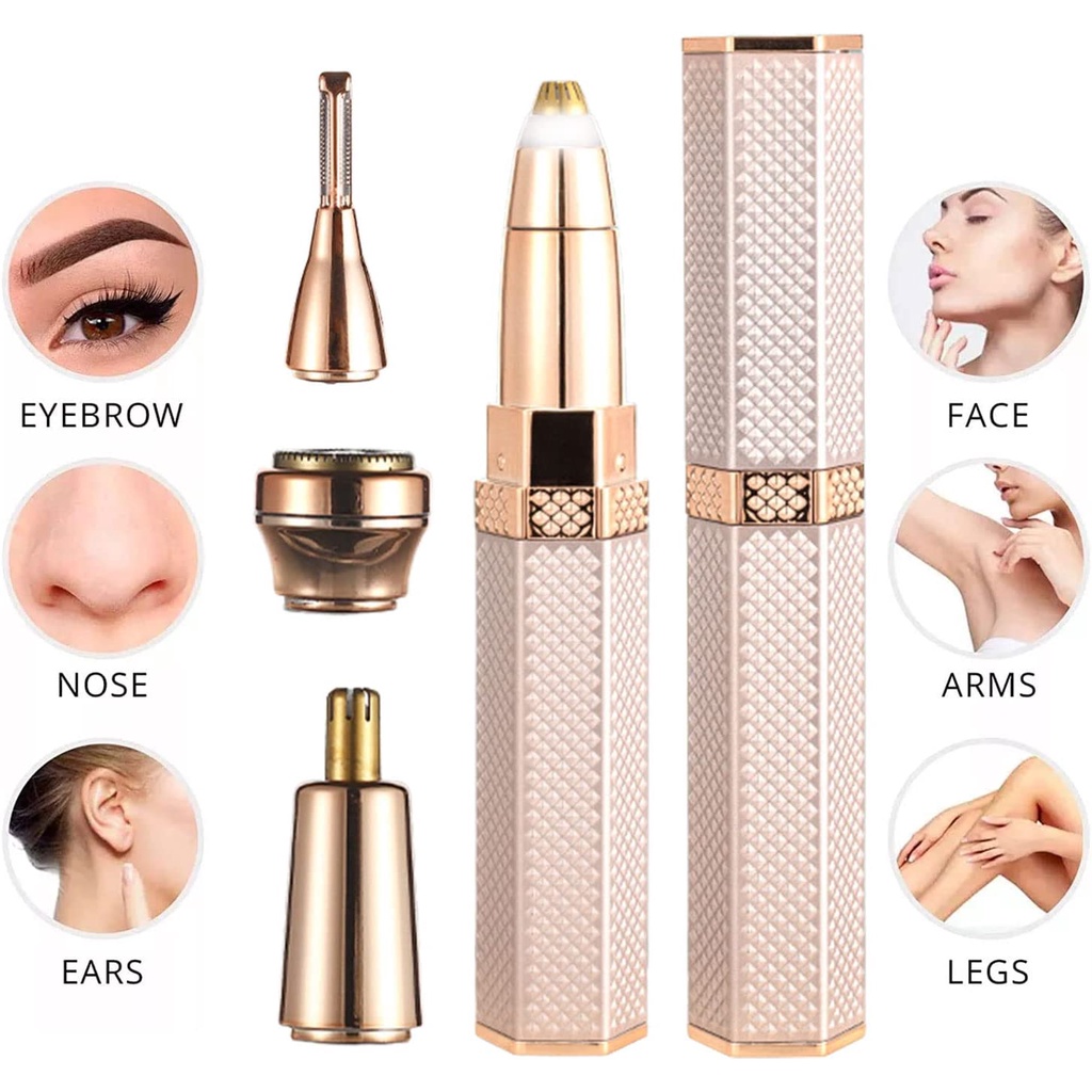 4 IN 1 Multifungsi Pencukur / Premium Hair Remover / Pencukur Bulu Tanpa Sakit / USB isi ulang lipstik hair remover / pemangkas alis listrik penghilang bulu hidung