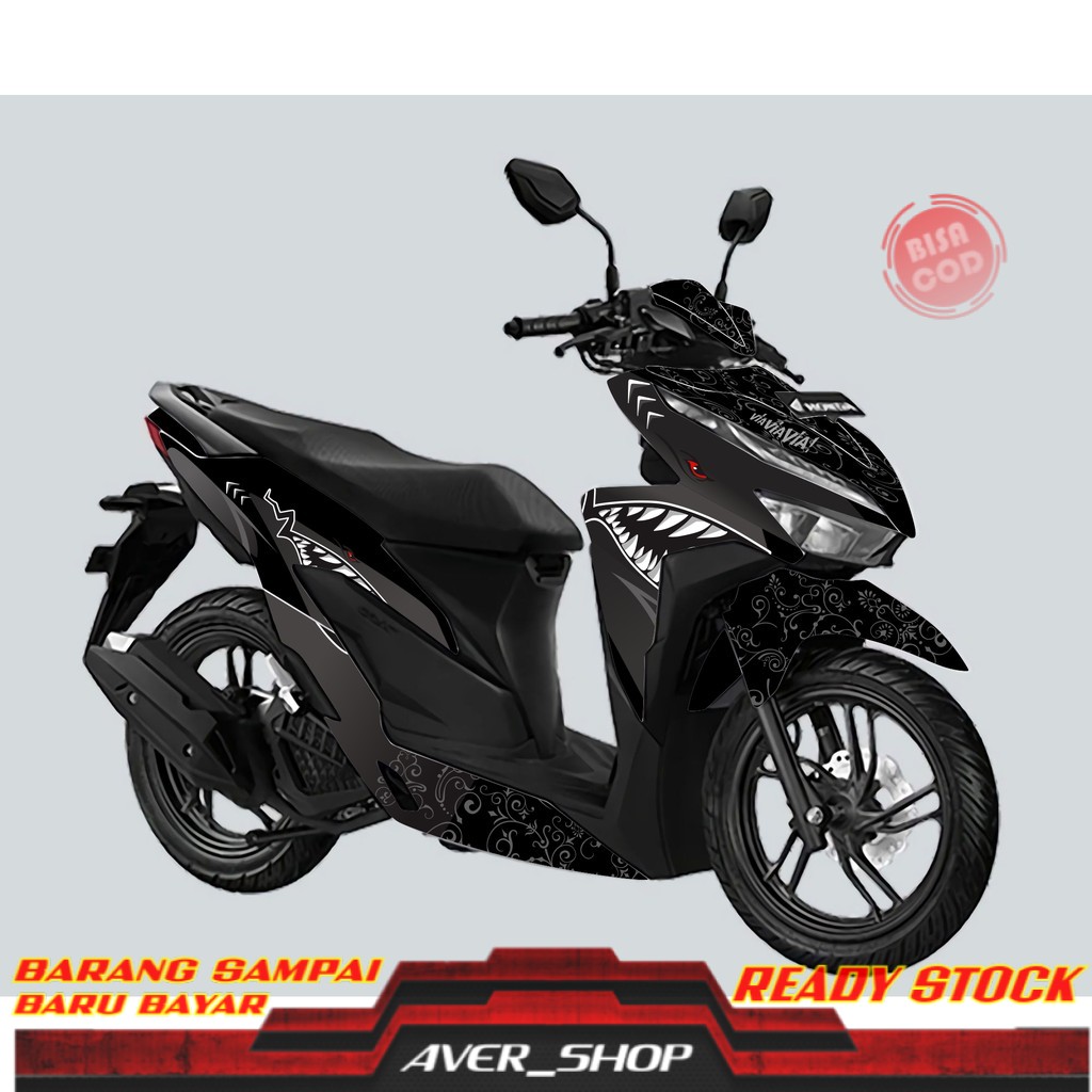 Decal Stiker vario 125 150 Full Body sticker Vario New 125 led Shark hitam