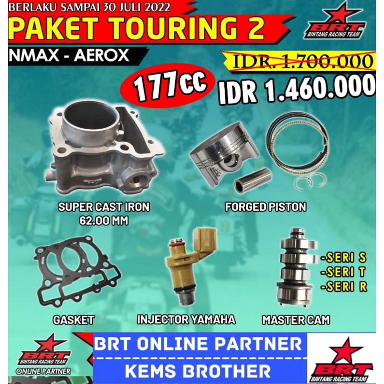 BLOK AEROX NMAX BRT PISTON 62 PLUS MASTERCAM DAN INJEKTOR TOURING 2