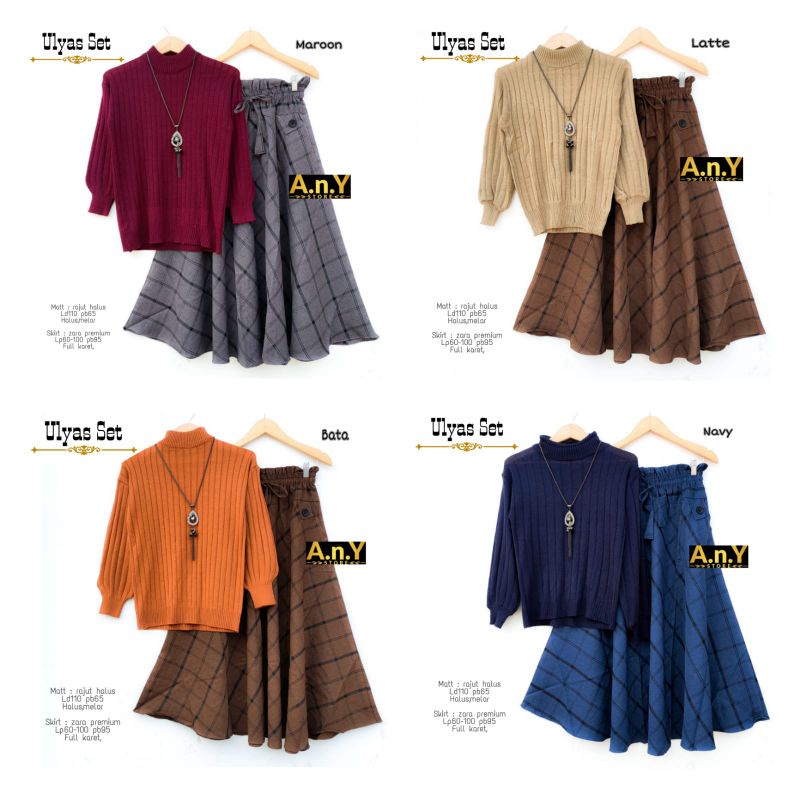 ulyas set setelan rajut halus melar zara prenium full karet any